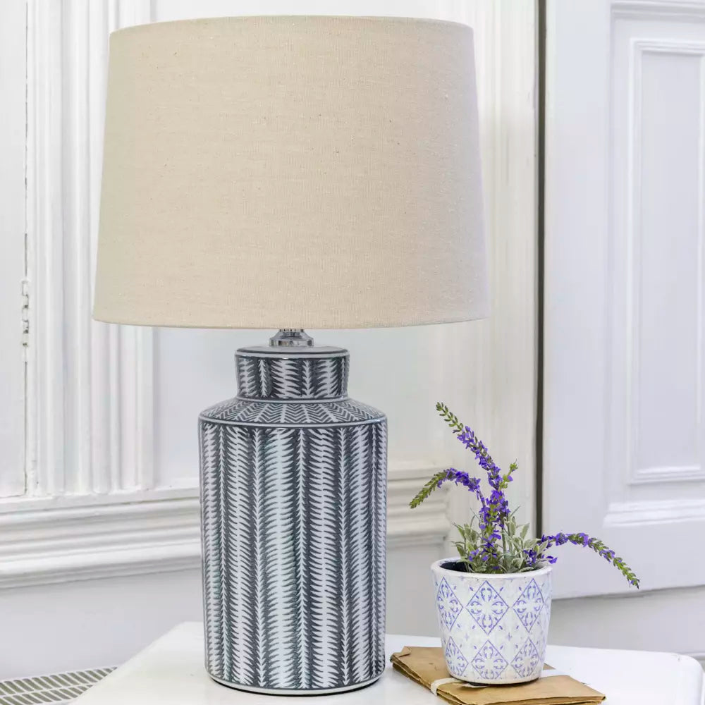 Serrato Lamp - Carbon With Taupe Shade