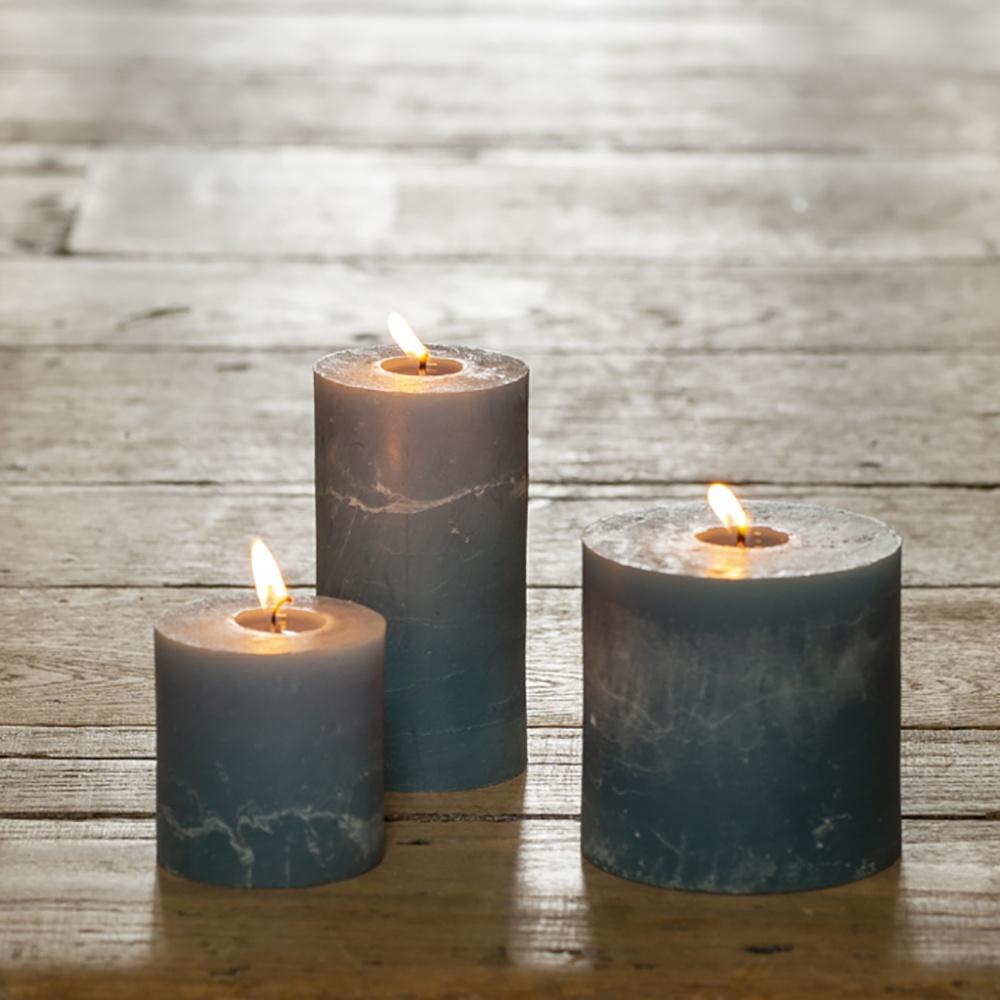 Rustic Pillar Candle Petrol Blue - Tall